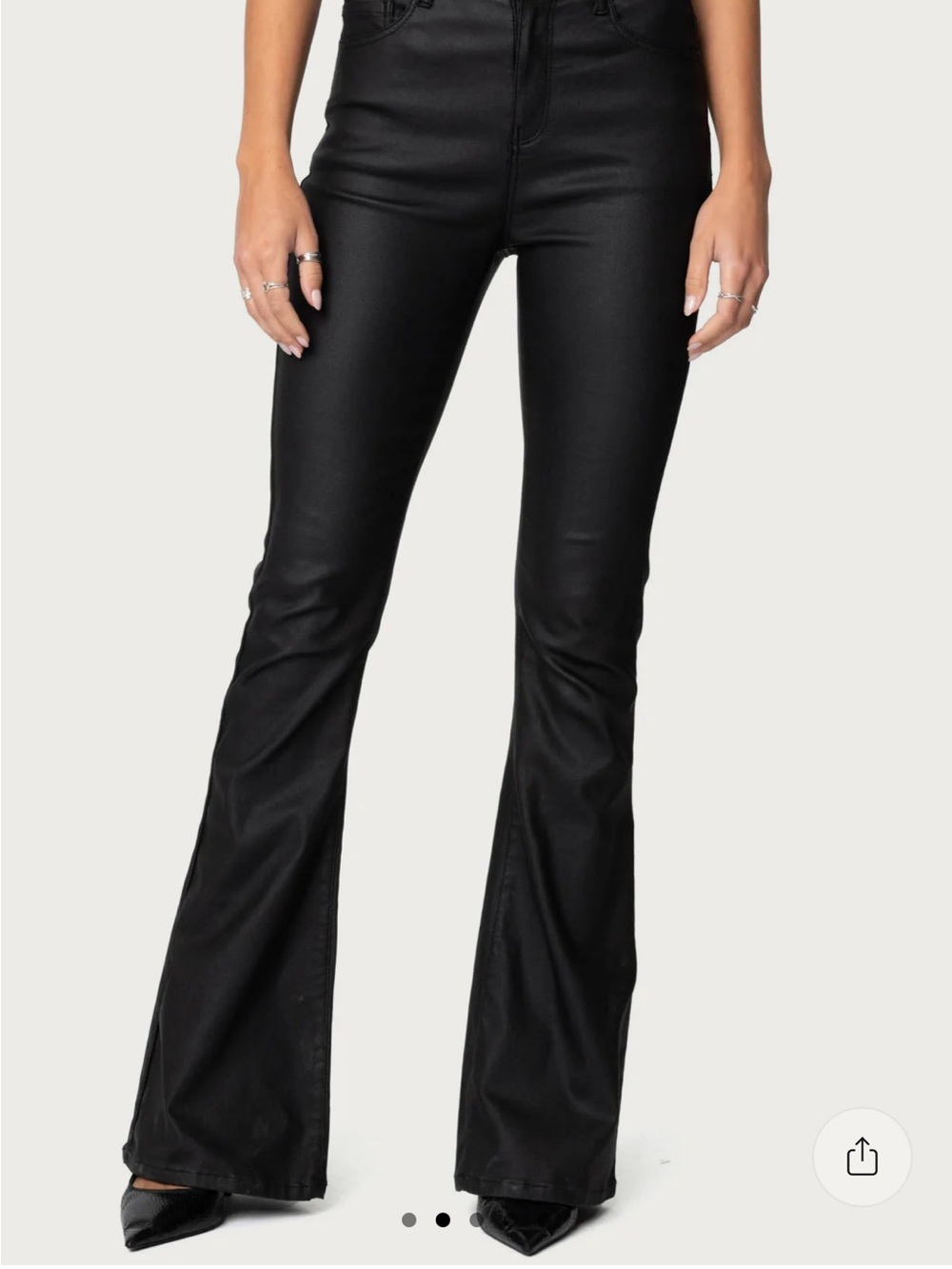 Edikted Black High-Rise Flared Faux Leather Pants